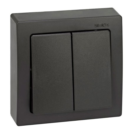 Interruptor doble, superficie, 10ax 250v~, ip20, serie simon73 loft, grafito, retractilado