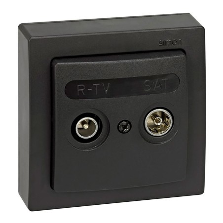 Toma superficie r-tv+sat intermedia, ip20, serie simon73 loft, grafito, retractilado