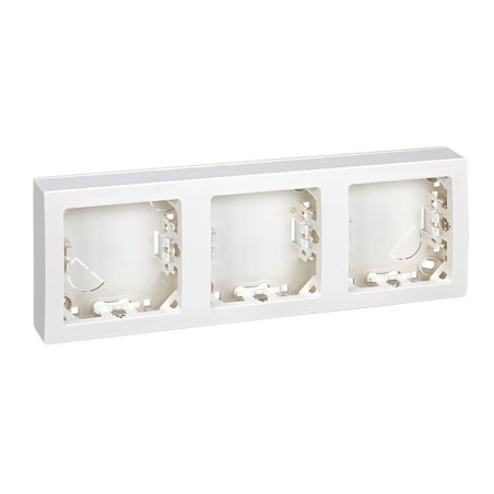 Marco con base, superficie, 3 elementos, horizontal, serie simon73 loft, blanco, retractilado