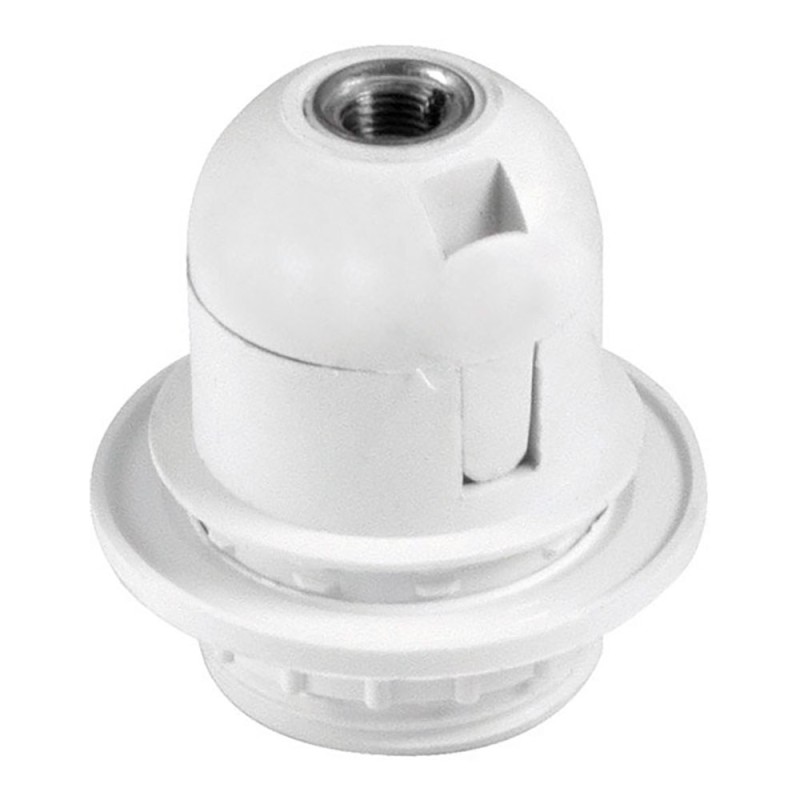 Portalámparas termoplástico, cuerpo roscado, e-27, blanco
