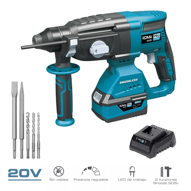 Kit martillo percutor brushless 20 v + batería 4,0 ah 08771 + cargador 60 w 2,3 a 08772