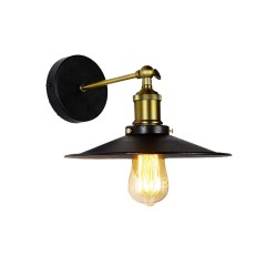 Aplique de pared metalico vintage e27 60 w color negro ø28 x 24,5 x 26 cm