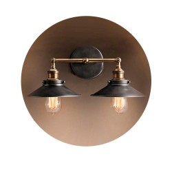 Aplique de pared doble vintage metalico e27 60 w 63 x 29 cm