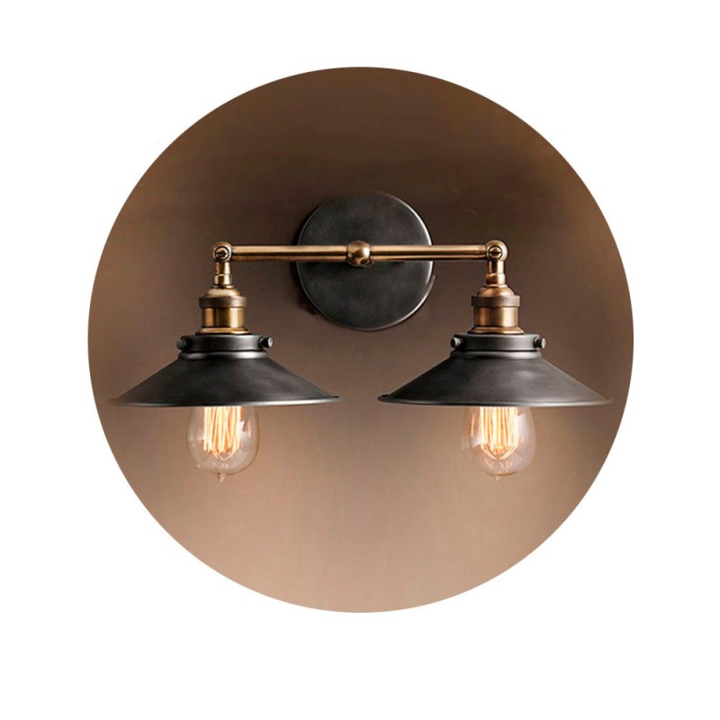 Aplique de pared doble vintage metalico e27 60 w 63 x 29 cm