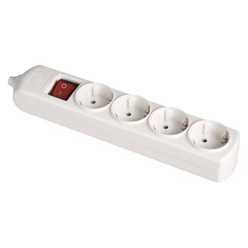 Base bipolar 4 tomas con t/tl 10/16 a 250 v blanco + interruptor luminoso.