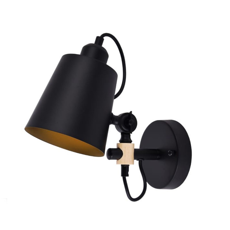 Aplique de pared metalico e27 60 w color negro 25 x 27 cm