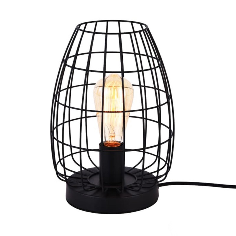 Lámpara de mesa metalica e27 60w color negro ø20 x 27,5 cm