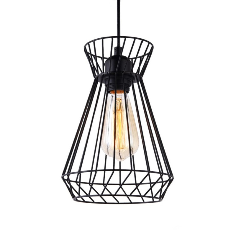 Lámpara de techo metalica e27 60w color negro ø19 x 26 x 130 cm